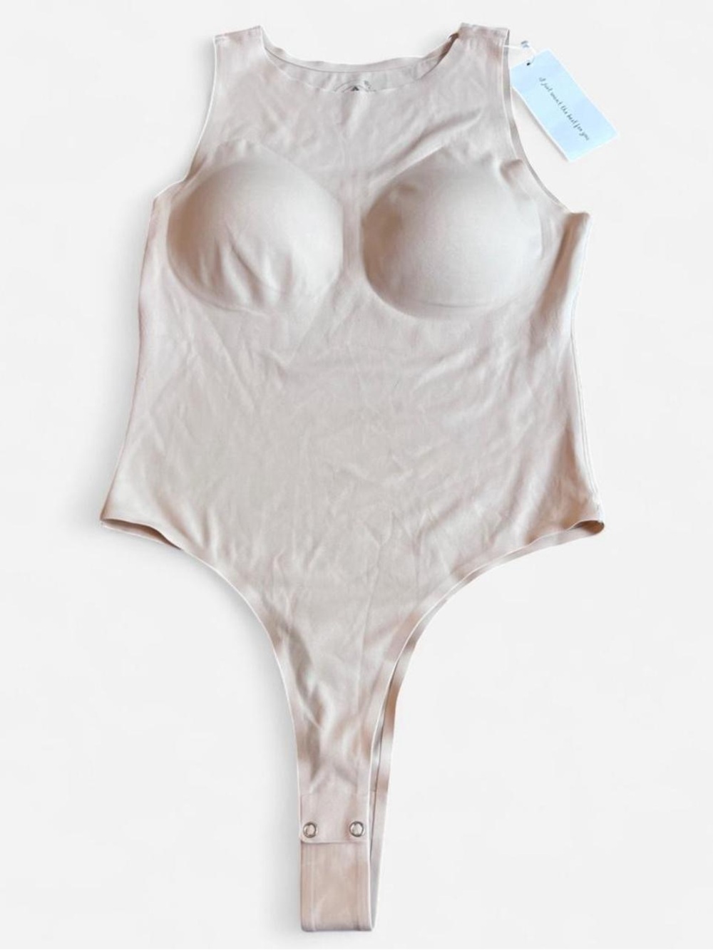 Artdear Sleeveless Padded Tank Bodysuit in Light Beige NWT